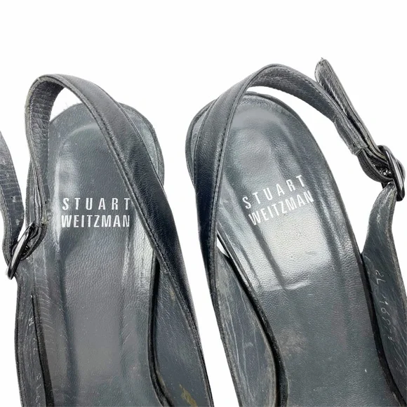 Stuart Weitzman Leather Platform Slingback Pumps Heels 7.5 - Picture 8 of 9